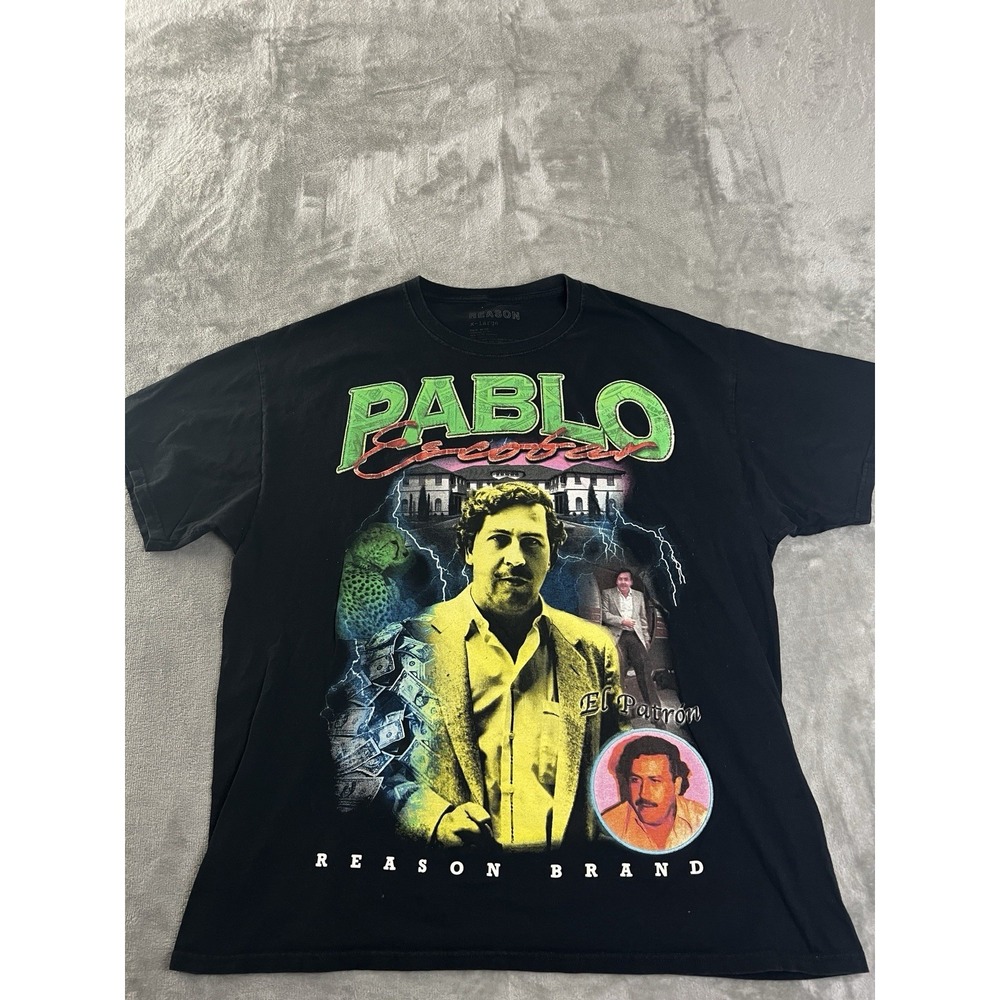 Reason Mens Shirt XL  Black  Escobar Graphic  El Patron Narcos Streetwear